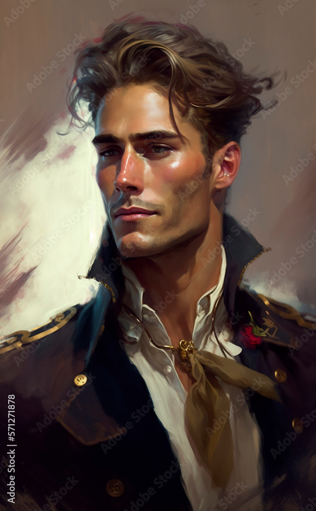 Romantic portrait of a handsome military man Generative AI Stock ...