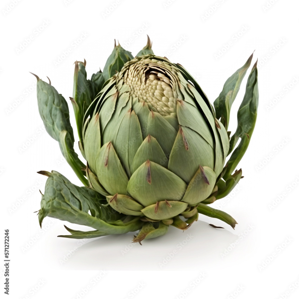 Fototapeta premium Fresh artichoke isolated on white background. Healthy vegan food.