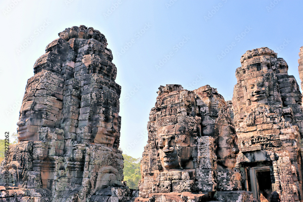 Bayon temple in Cambodia, faces of unknown deities