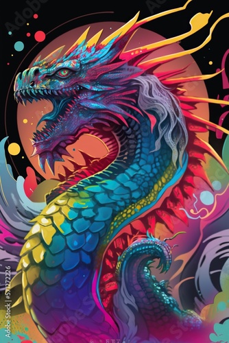 Dragon colorful illustration © Rodrigo
