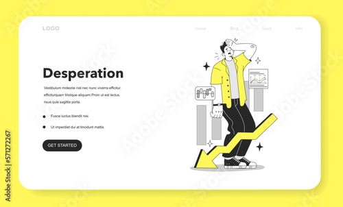 Cycle of investor emotions web banner or landing page.