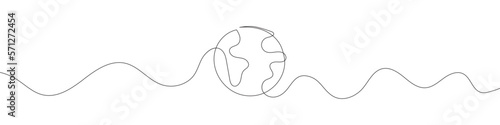 One continuous line drawing of Earth. Vector illustration. Earth globe one line background. Drawing map