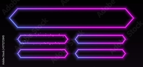 Neon quiz template, UI design for questionnaire with multiple answers. Glowing borders set for tv show contest. Colors are easy to change. Vector illustration.