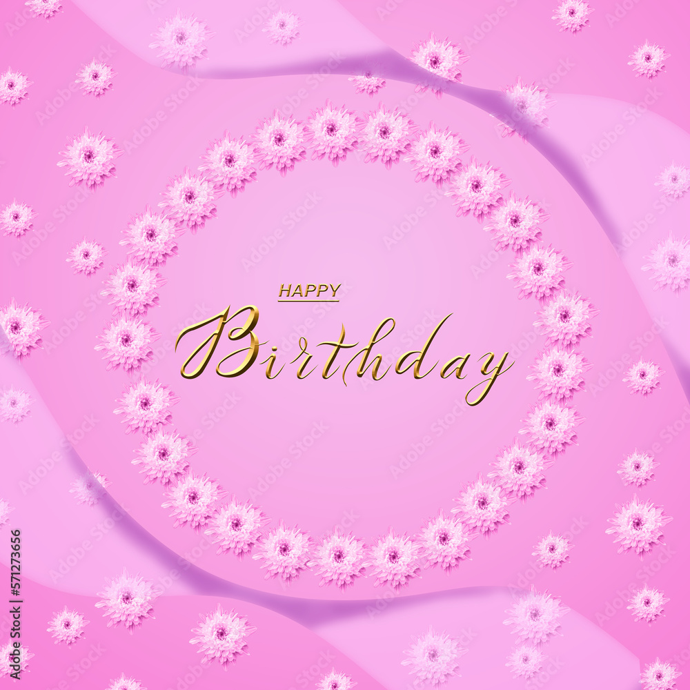 postcard , Internet banner , flat lay with a birthday greeting, with the inscription - happy birthday, 3d illustration postcard , Internet banner , flat lay with a birthday greeting, with the inscription - happy birthday, 3d illustration