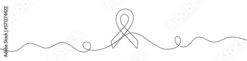 Single continuous line drawing of a awareness ribbon. One continuous line of awareness ribbon drawing. Vector illustration. Linear awareness ribbon design