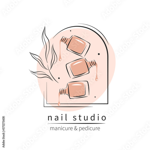 Nail studio logo. Nail polish. Minimalistic vector illustration for beauty salon