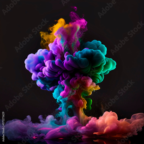 colorful pigment exploding background, ai generation