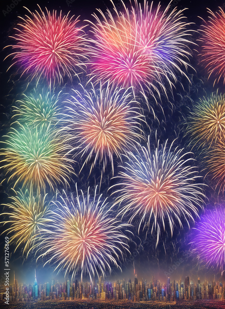 New year's eve fireworks. Holiday concept. AI generated New year's eve fireworks. Holiday concept. AI generated