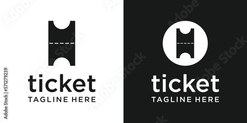 set logo design ticket simple icon illustration
