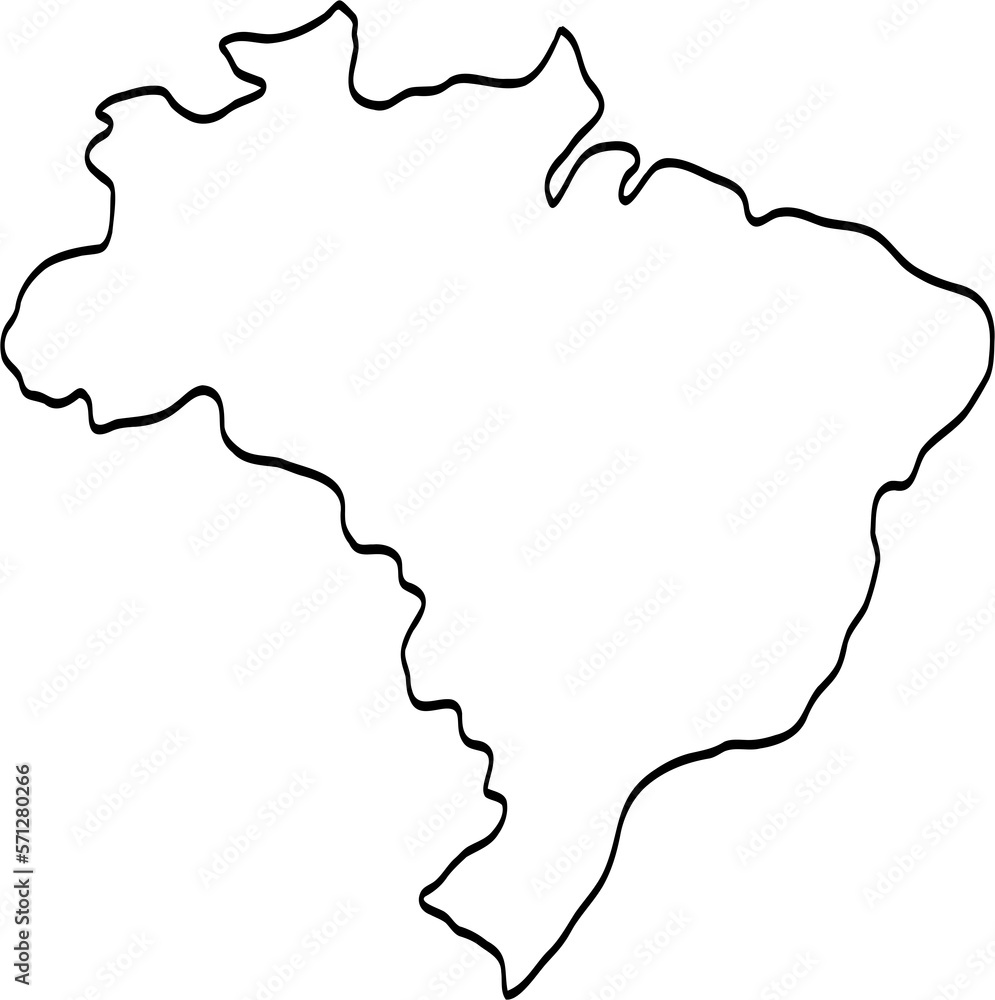 doodle freehand drawing of brazil map.