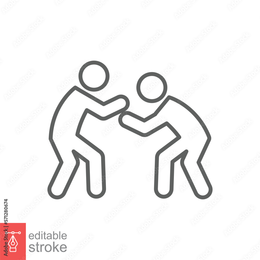 Judo line icon, Simple outline style for web and app. Arts, athlete, competition, fighters concept. Vector illustration isolated on white background. Editable stroke EPS 10. Judo line icon, Simple outline style for web and app. Arts, athlete, competition, fighters concept. Vector illustration isolated on white background. Editable stroke EPS 10.