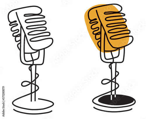 vector radio vintage microphone outline illustration icon