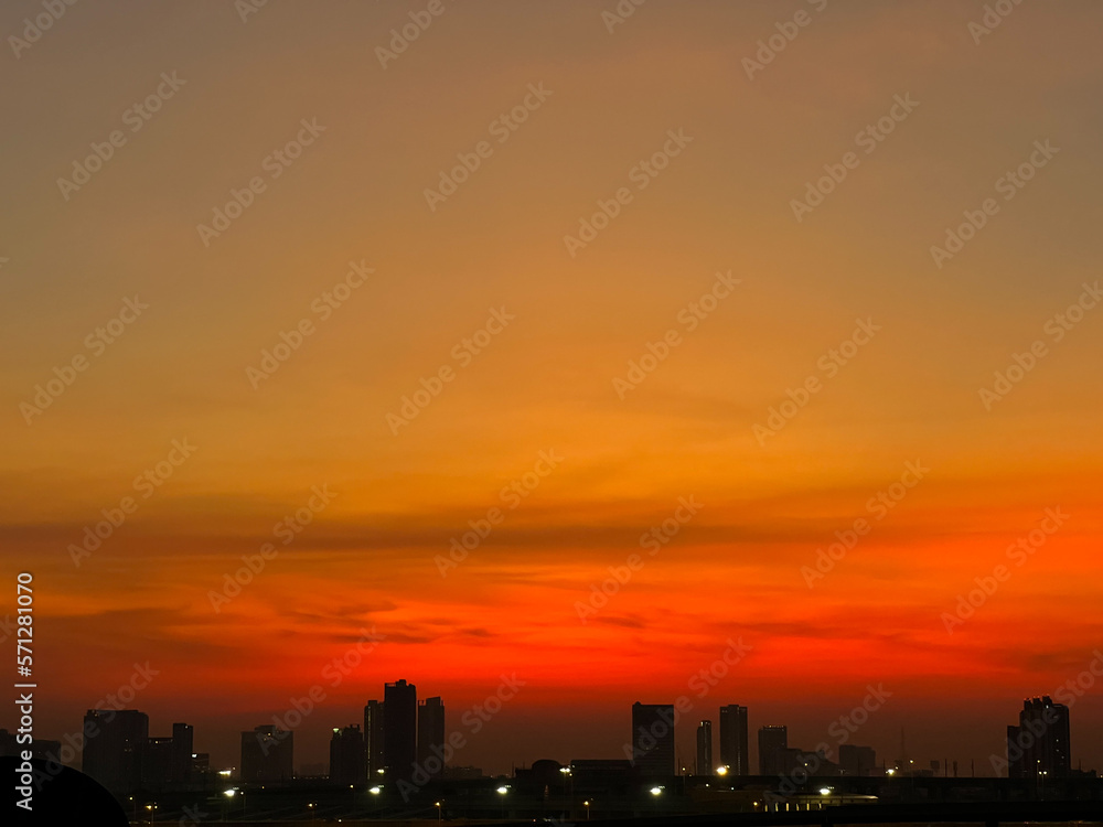 Beautiful sunset sky scene golden hour. vivid sunset sky