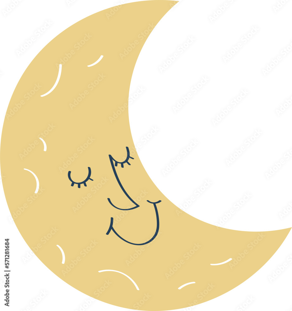 decoration moon with smile face illustration. decoration moon with smile face illustration.
