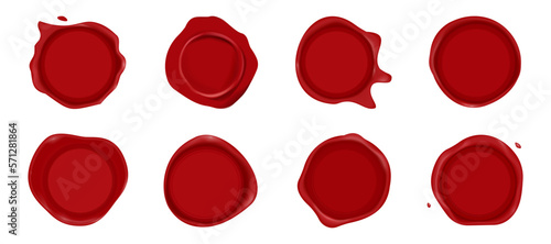 Red sealing wax collection. Set of retro postage seal