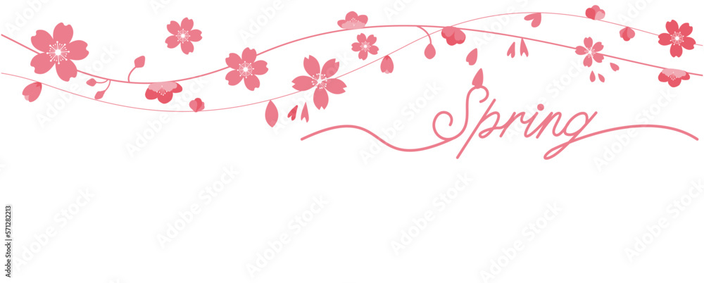 Spring floral illustration. Simple wave pattern spring flower background. Cherry blossom graphic pattern for seasonal banner, graphic, template and background. Vector illustration. Spring floral illustration. Simple wave pattern spring flower background. Cherry blossom graphic pattern for seasonal banner, graphic, template and background. Vector illustration.