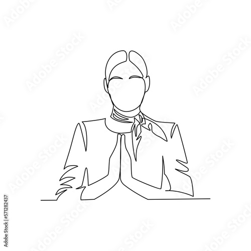 Woman vector illustration drawn in line art style