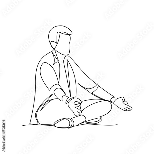 Man doing yoga drawn il line art style