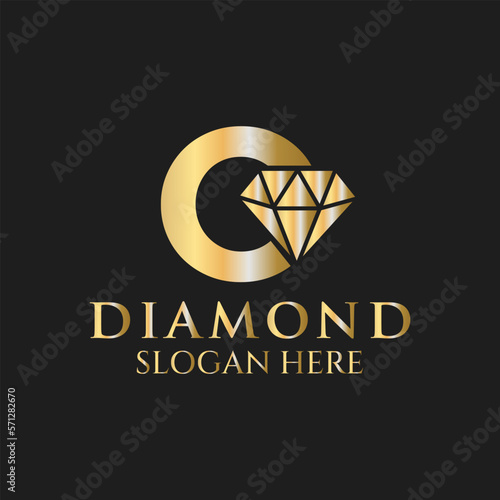 Letter O Diamond Logo Design. Jewelry Logo With Diamond Icon Vector Template