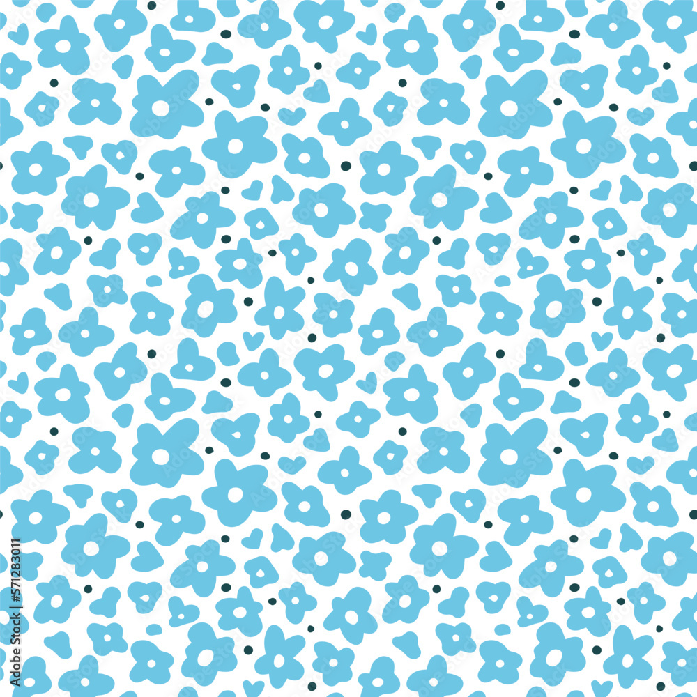 Pattern of small blue flowers. Seamless blossom vector image. Pattern of small blue flowers. Seamless blossom vector image.