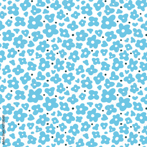 Pattern of small blue flowers. Seamless blossom vector image.