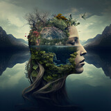 girl symbolizing nature on planet Earth