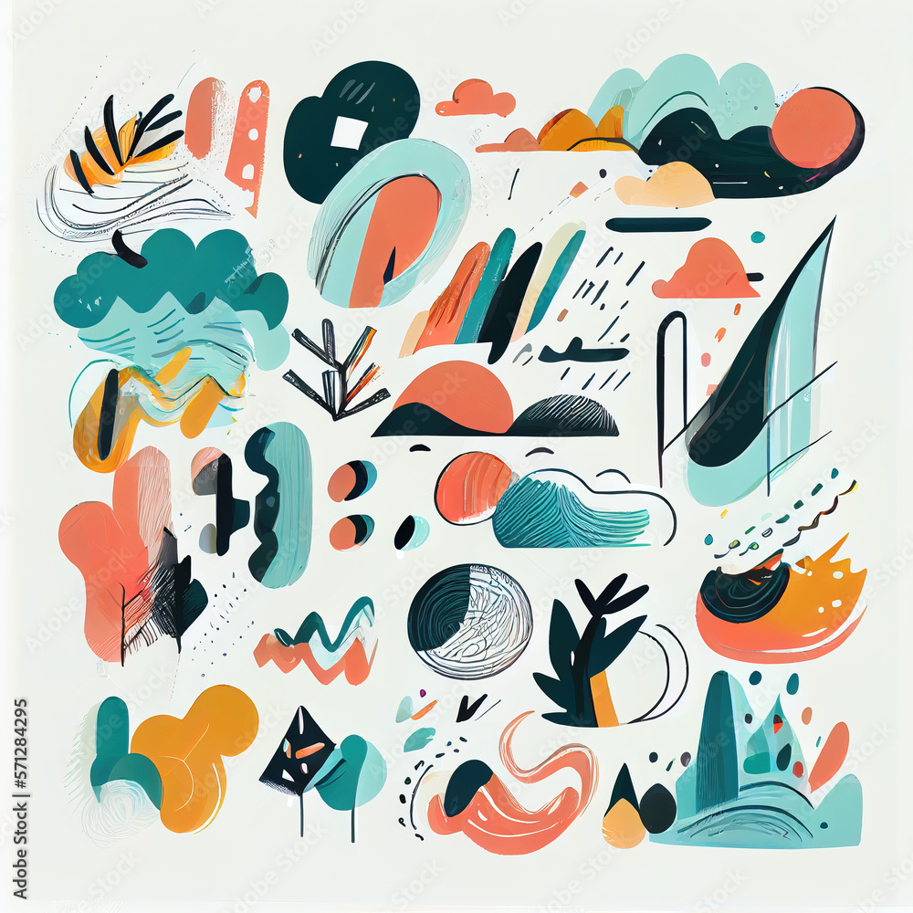 Obraz premium Big_pack_of_graphic_abstract_objects_in_cartoon_style