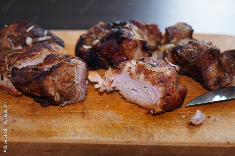roasted meat kebab on wooden desk, grilled meat kebab, roasted meat kebab on wooden desk, grilled meat kebab,
