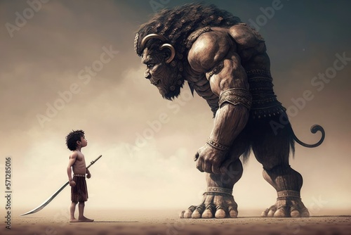 The Epic Showdown David vs Goliath in the Bible Story Generative AI