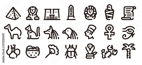 Egypt icon set (Soft bold line version)