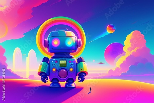 robot with background Illustration image made with AI 
