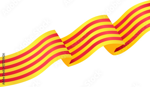Catalonia flag wave isolated on png or transparent background
