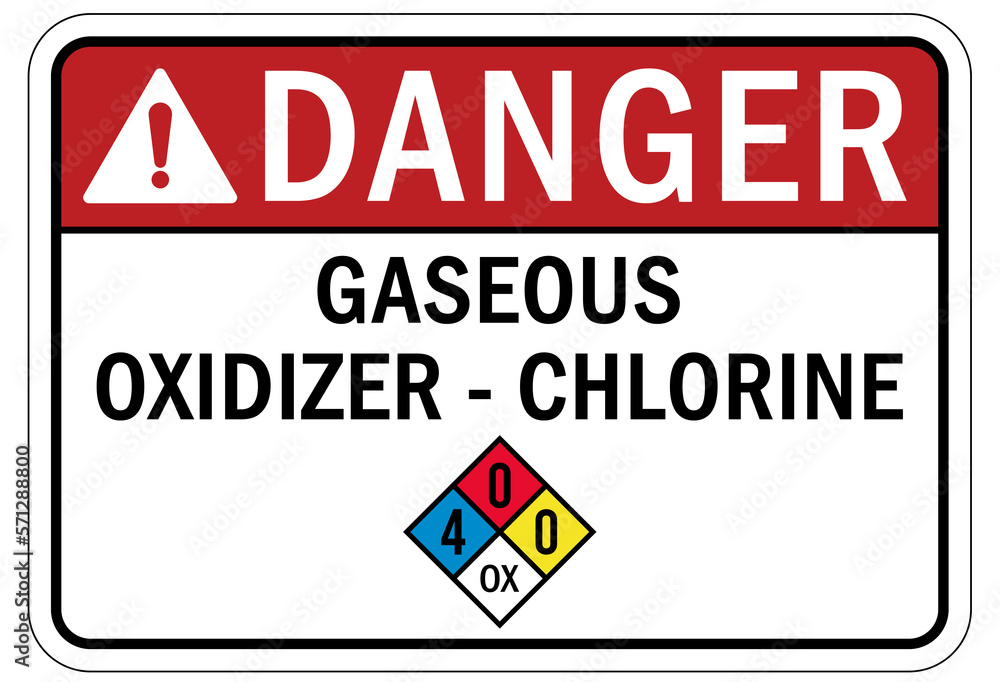 Chlorine chemical warning sign and labels gaseous oxidizer chlorine Chlorine chemical warning sign and labels gaseous oxidizer chlorine