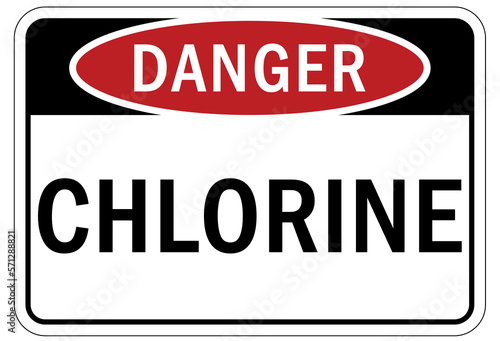 Chlorine chemical warning sign and labels