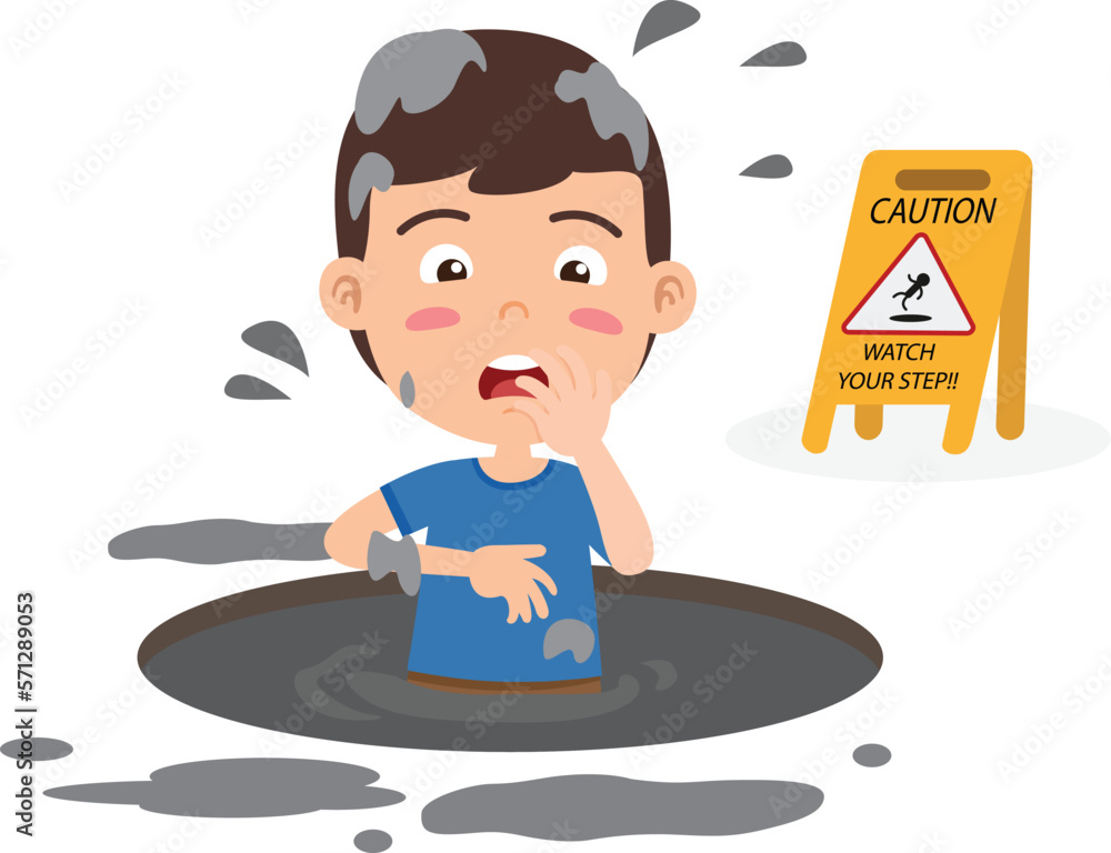 Watch your step caution sign. danger of falling isolated illustration vector Watch your step caution sign. danger of falling isolated illustration vector