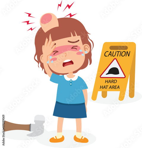 Caution hard hat area vector illustration