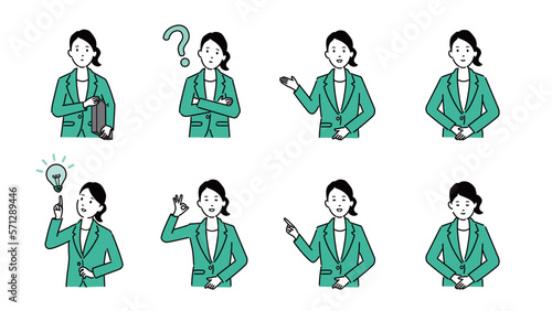 20代・30代の働く女性のいろいろなイラスト、ベクター