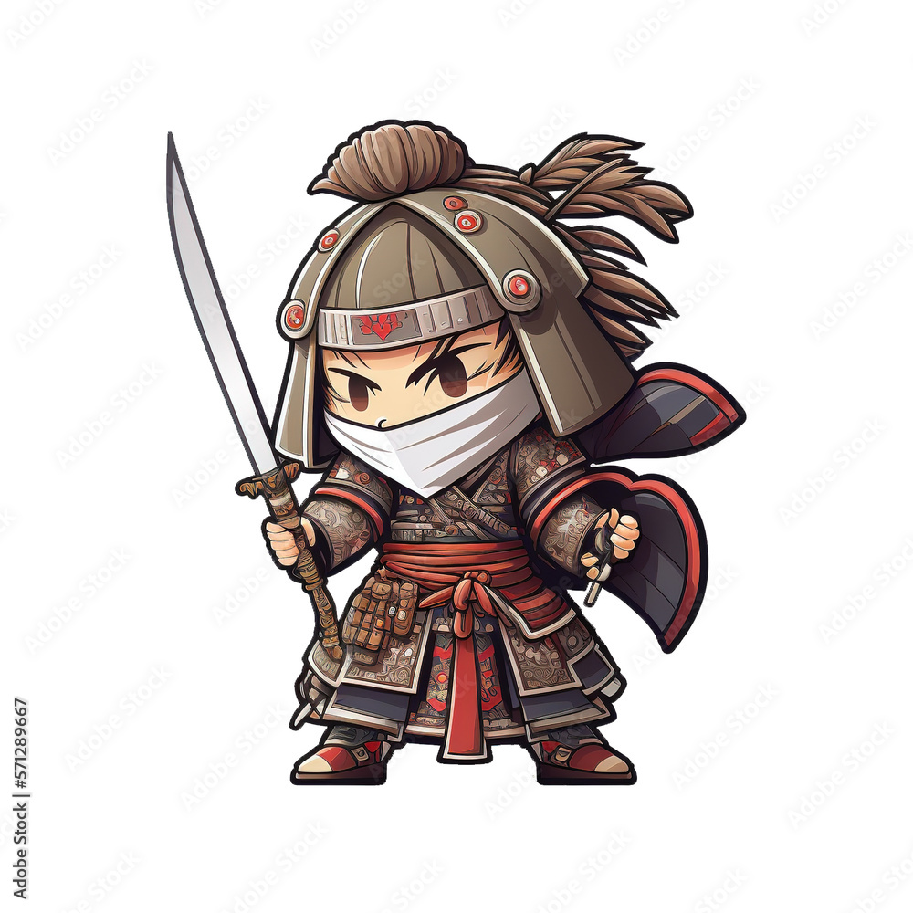 Fototapeta premium Warrior Samurai Sticker Design Generative ai
