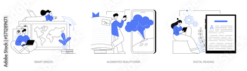 Modern educational technology abstract concept vector illustrations.
