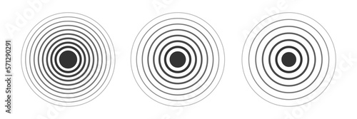 Set of radar icons. Sonar sound waves. Echo icon. Vector illustration.