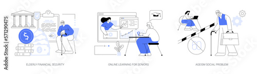 Older people lifestyle abstract concept vector illustrations.