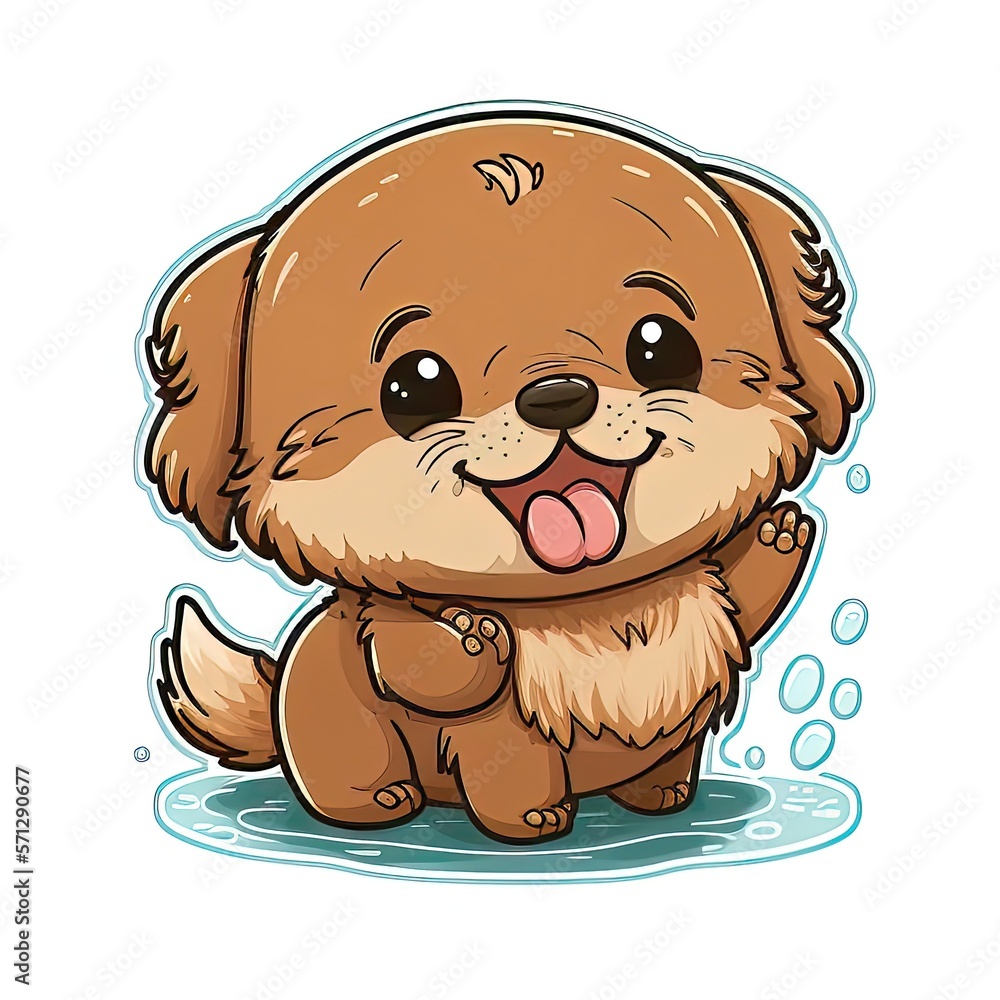 Obraz premium cartoon dog sticker a wild and playful animal mascot generative ai technology