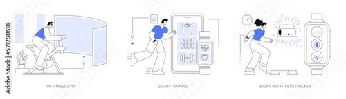 New fitness technology abstract concept vector illustrations.