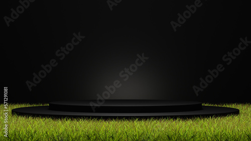 3d render award stand football world cup winner, podium, pedestal, stand, steps, award, empty black background for product promotion, grass soccer field, empty black background,champion stand