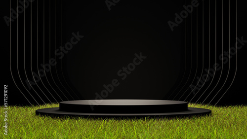 3d render background. football grass podium world cup platform pedestal award winner victory. product presentation victory stand. Football showroom empty spotlight soccer background. teams spotlight