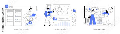 Big data analytics abstract concept vector illustrations.