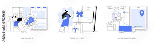 No contact order and delivery abstract concept vector illustrations.