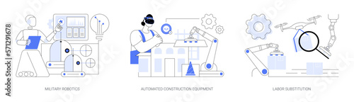Artificial intelligence in industry abstract concept vector illustrations.