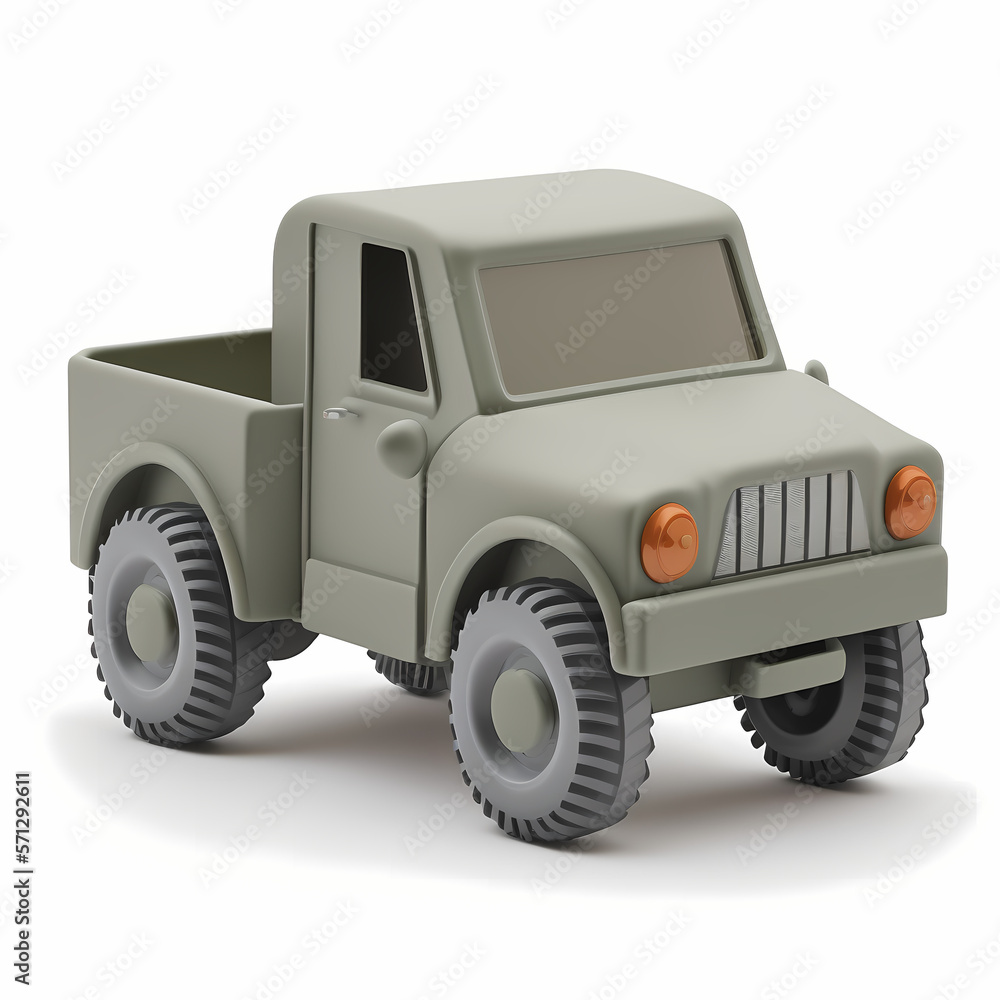 3D Grey Pick Up Car 