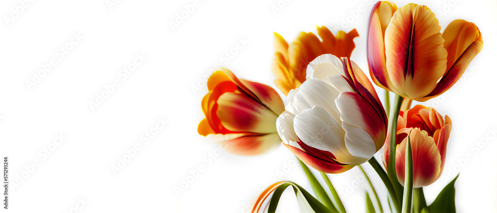 Beautiful tulips on white background. ai generated Beautiful tulips on white background. ai generated